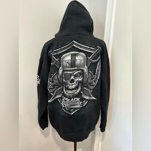 Raiders Hoodie Mens XL Black Sunday Football Skull Sword Spikes Helmet Game Day.